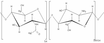 Structure chimique du chitosan.