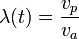\lambda(t) = \frac {v_p} {v_a}