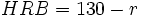  HRB  = 130 - r\,