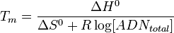T_m=\frac{\Delta Hˆ0}{\Delta Sˆ0+R\log[ADN_{total}]}