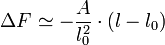 \Delta F \simeq - \frac{A}{l_0ˆ2} \cdot (l-l_0)
